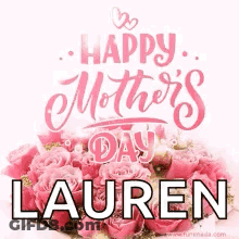 A Happy Mother 'S Day Card With A Bouquet Of Pink Roses . GIF
