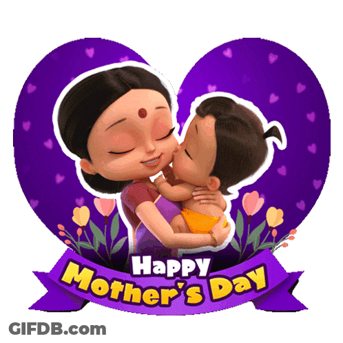 A Happy Mother 'S Day Card With A Woman Kissing A Baby GIF