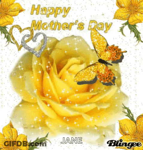 A Happy Mother 'S Day Card With A Yellow Rose GIF