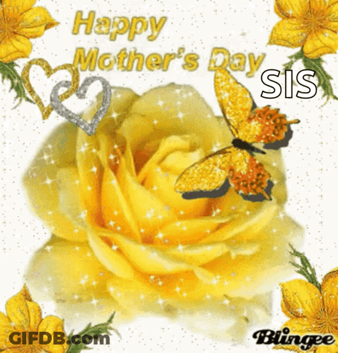 A Happy Mother 'S Day Card With A Yellow Rose GIF