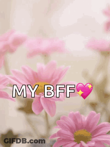 A Happy Mother 'S Day Card With Pink Flowers And The Words " My Bff " GIF