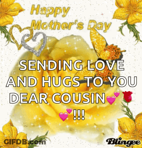 A Happy Mother 'S Day Card With Yellow Flowers And Hearts GIF