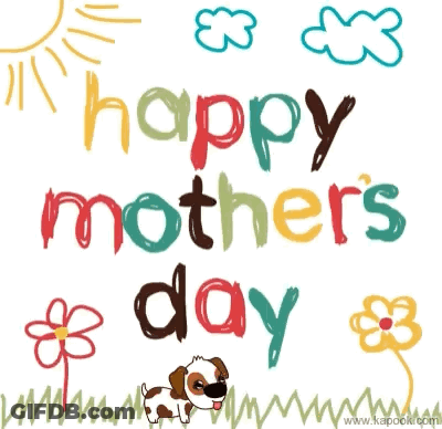 A Happy Mother 'S Day Greeting Card With A Dog GIF