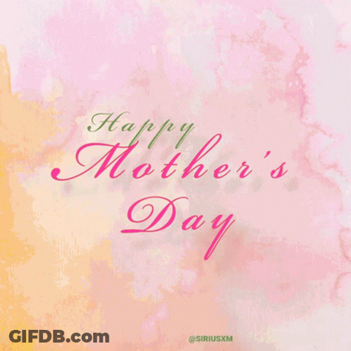 A Happy Mother 'S Day Greeting Card With Flowers On A Pink Background GIF