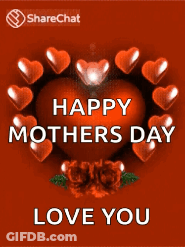 A Happy Mother 'S Day Greeting Card With Hearts Around A Heart GIF