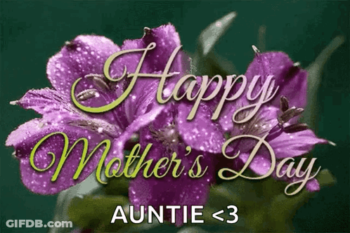 A Happy Mother 'S Day Greeting Card With Purple Flowers GIF