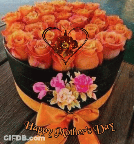 A Happy Mother 'S Day Greeting Card With Roses In A Box GIF