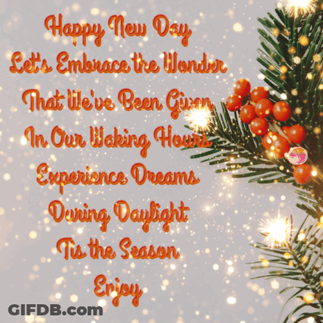A Happy New Day Greeting Card With A Christmas Tree GIF