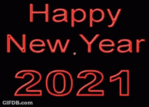 A Happy New Year 2021 Greeting Card With A Wreath In The Middle GIF