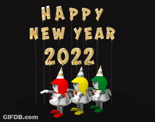 A Happy New Year 2022 Greeting Card With Balloons GIF