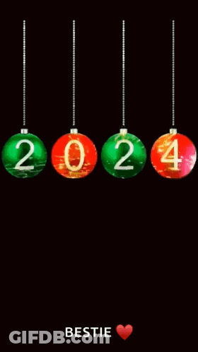 A Happy New Year Bestie Card With Christmas Balls GIF