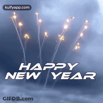 A Happy New Year Card With Fireworks In The Sky GIF