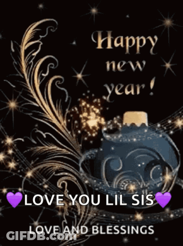 A Happy New Year Greeting Card With A Fireworks Display GIF