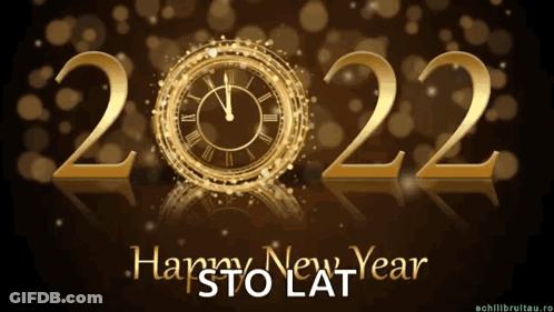A Happy New Year Greeting Card With A Golden Clock GIF