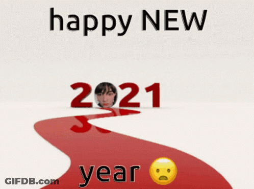 A Happy New Year Greeting Card With A Red Path GIF