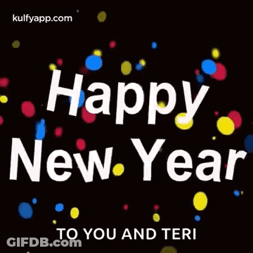 New Year Greeting Card With Confetti GIF
