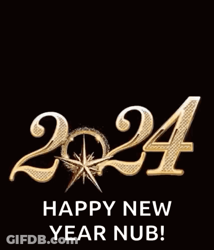 A Happy New Year Greeting Card With Fireworks And The Year 2024 . GIF