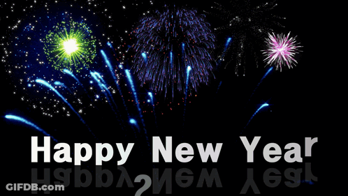 A Happy New Year Greeting Card With Fireworks And The Year 2025 GIF