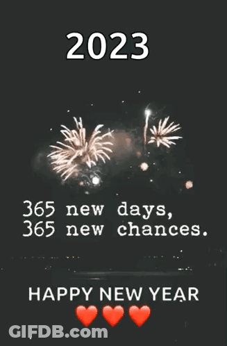 Happy New Year Card With Fireworks GIF