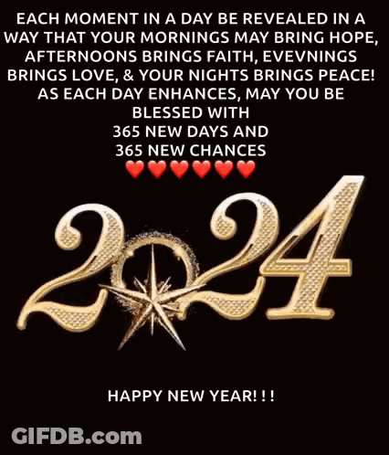 A Happy New Year Greeting Card With Fireworks In The Background GIF