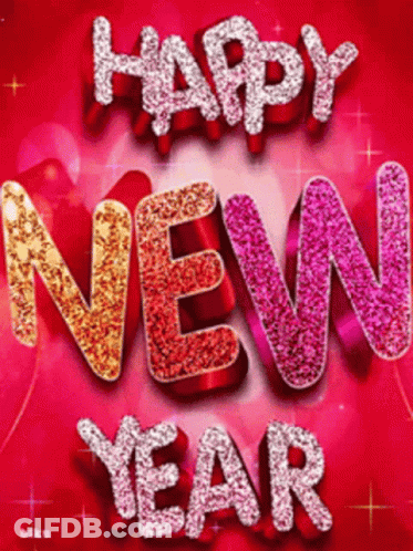 Happy New Year Greeting Card With Glitter GIF