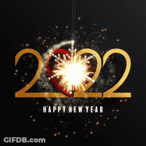 A Happy New Year Greeting Card With The Number 2022 GIF