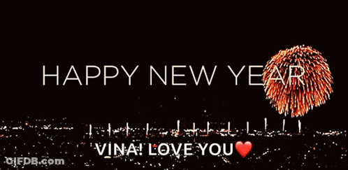A Happy New Year Greeting With Fireworks Displayed In The Background GIF