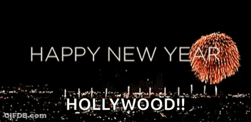 A Happy New Year Hollywood Greeting Is Displayed GIF