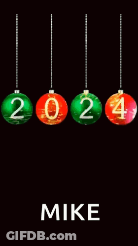 Happy New Year Mike Greeting Card With Christmas Balls GIF