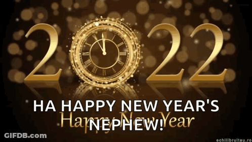 A Happy New Year 'S Greeting Card With A Clock GIF