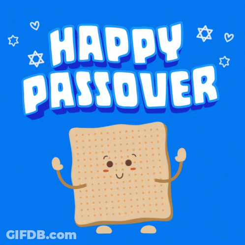 A Happy Passover Greeting Card With A Smiling Matzo Cracker GIF