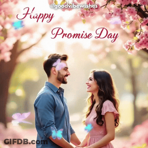 A Happy Promise Day Greeting With A Couple Holding Hands GIF