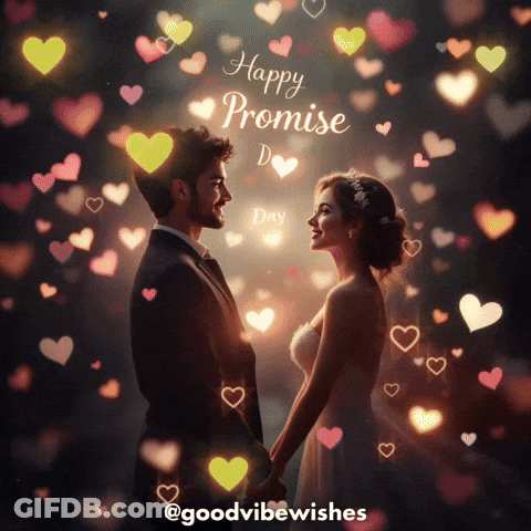 A Happy Promise Day Greeting With A Man And Woman Holding Hands GIF