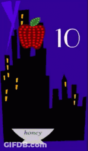 A Happy Rosh Hashanah Greeting Card With An Apple And Honey GIF