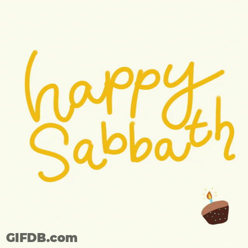 A Happy Sabbath Greeting Card With A Cake GIF