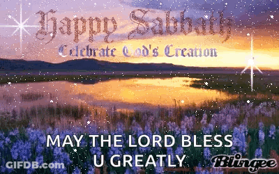 A Happy Sabbath Greeting Card With A Lake In The Background GIF