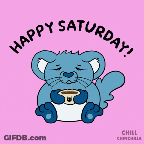 A Happy Saturday Greeting Card With A Cartoon Animal GIF