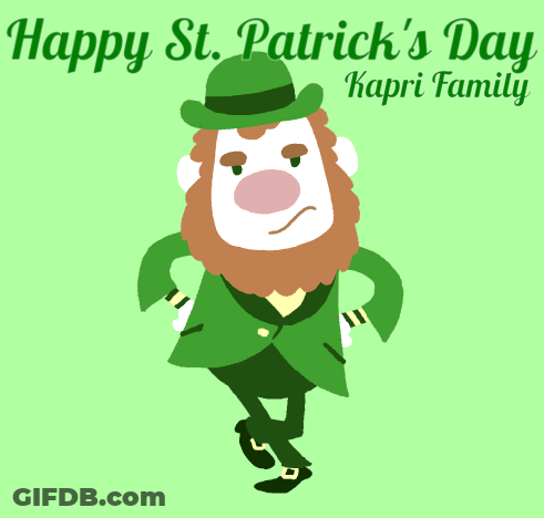 A Happy St. Patrick 'S Day Kapri Family Card With A Leprechaun GIF