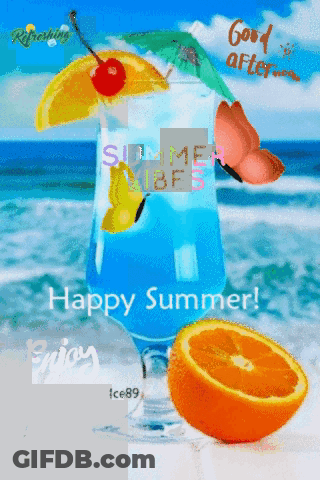 A Happy Summer Greeting With A Blue Drink GIF