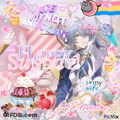 A Happy Sunday Greeting Card With A Boy And Ice Cream Cones GIF