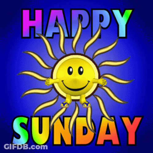 A Happy Sunday Greeting With A Smiley Sun GIF