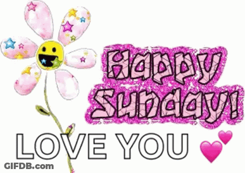 A Happy Sunday Love You Sign With A Flower And Hearts GIF