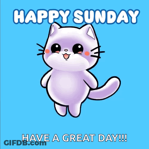A Happy Sunday Message With A Cartoon Cat GIF