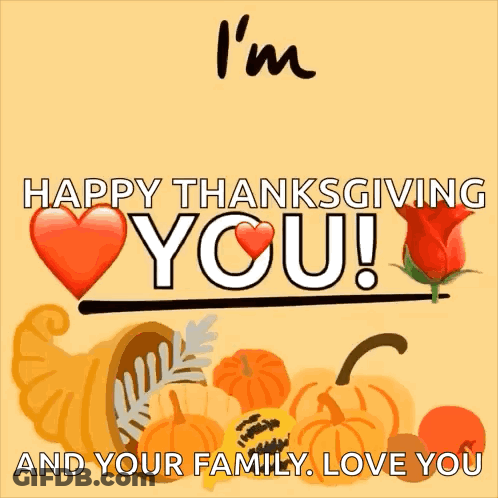 Happy Thanksgiving Card With Pumpkins And Cornucopia GIF