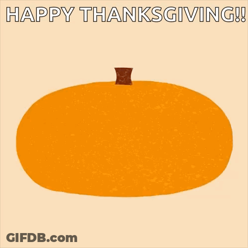 A Happy Thanksgiving Greeting Card With A Pumpkin And The Words Feeling Grateful GIF