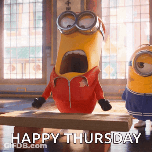A Happy Thursday Message With A Cartoon Character GIF