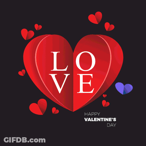 A Happy Valentine 'S Day Card With A Green Heart That Says Love GIF