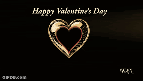 Valentine's Day Card With Gold Heart GIF