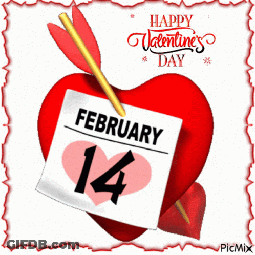 Valentine's Day Card With Red Heart And Arrow GIF