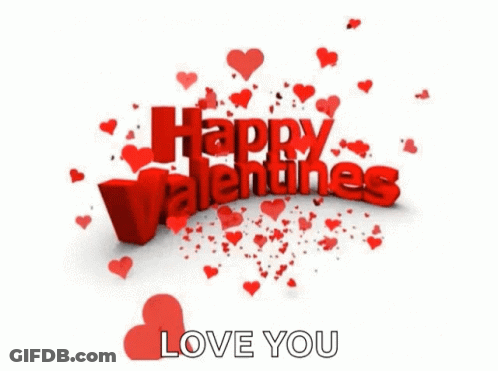 A Happy Valentine 'S Day Greeting Card With Hearts And The Words `` Love You '' . GIF